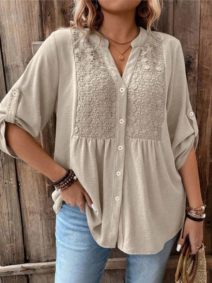 V-neck button blouse