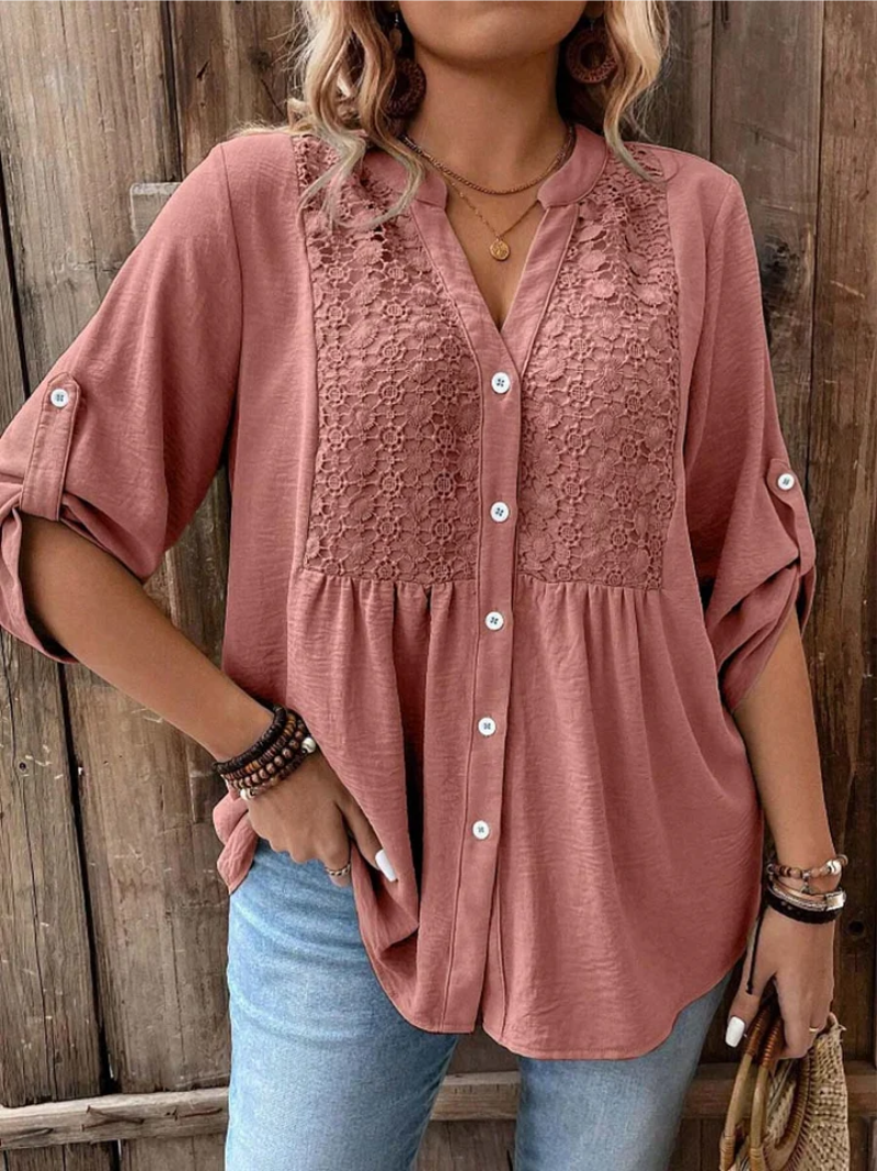 V-neck button blouse