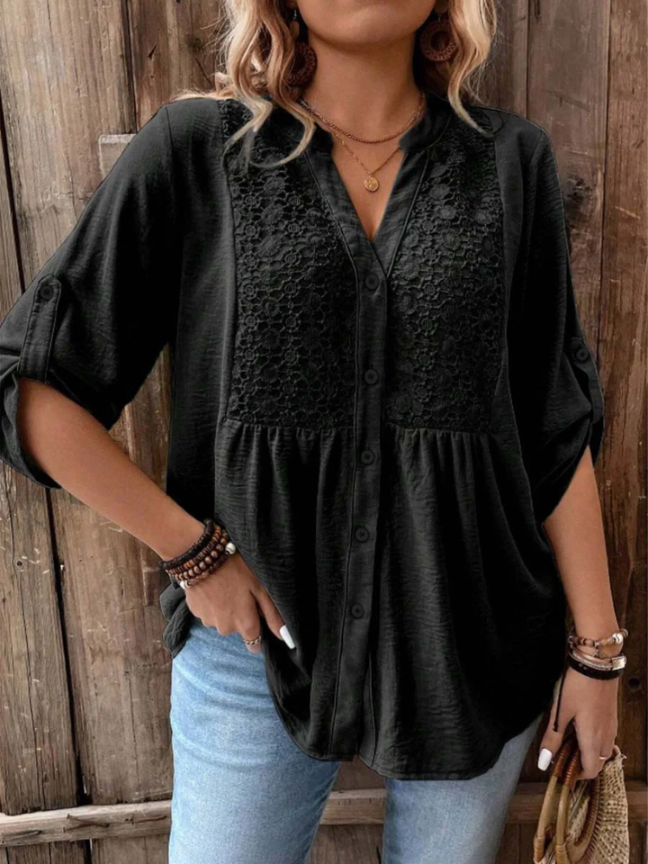 V-neck button blouse