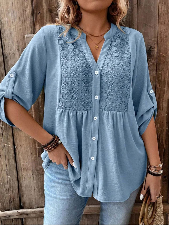 V-neck button blouse