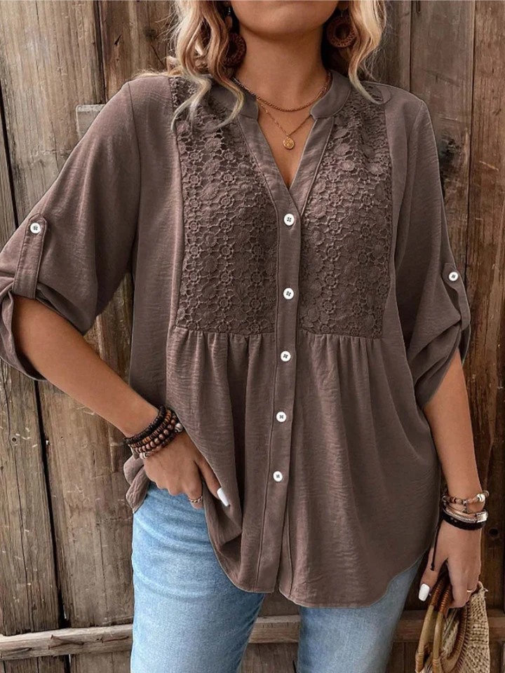 V-neck button blouse