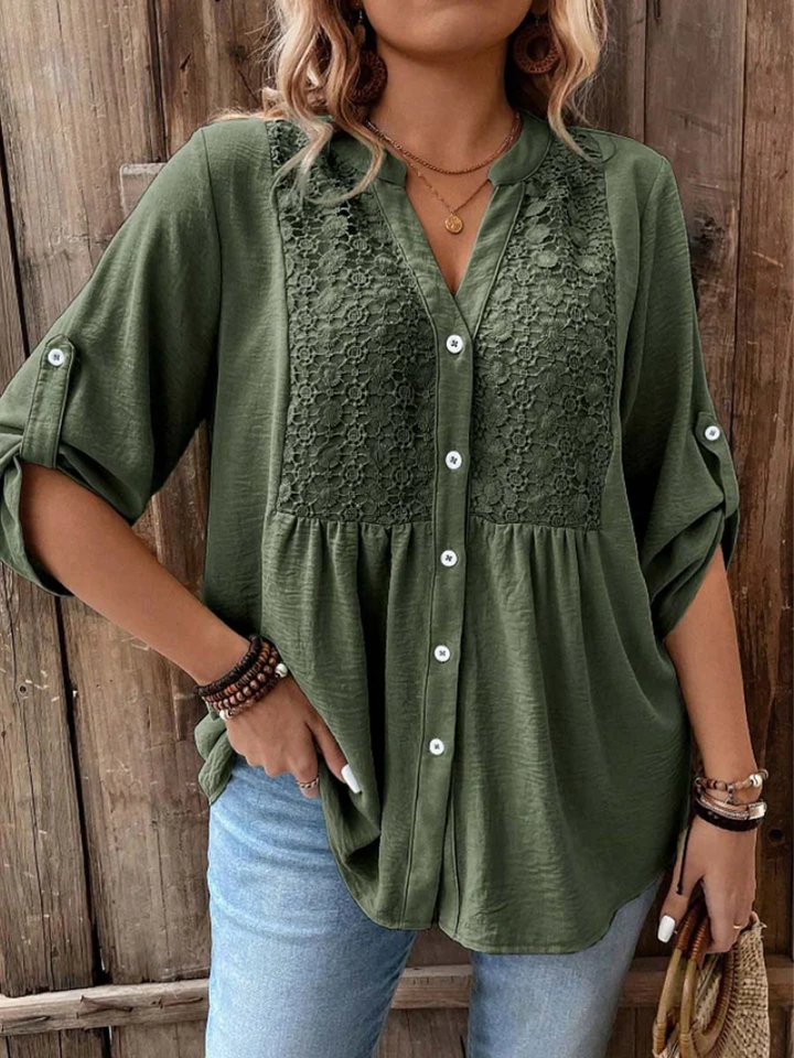 V-neck button blouse