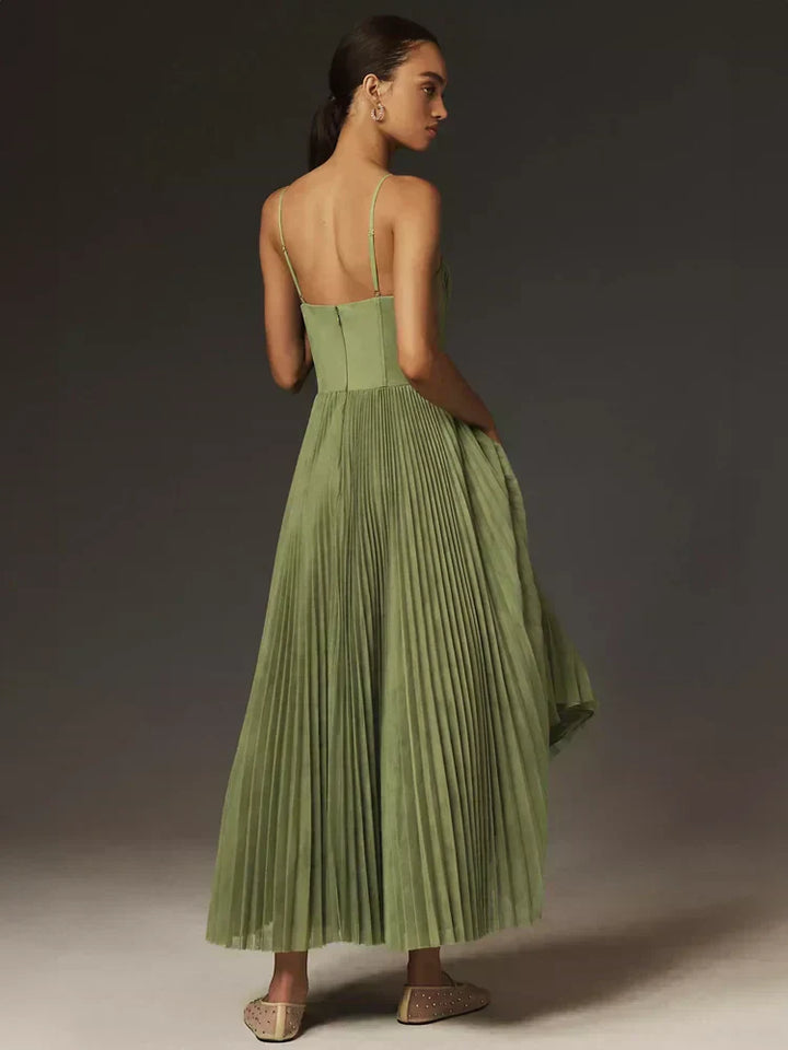 Women's Midi Dress – Elegant Tulle Dress with Ruched Corset and Flared A-Line Skirt