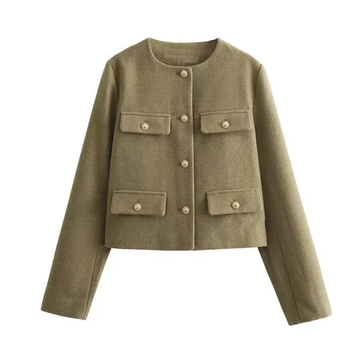 Brianna | Women's Cropped Button Front Bomber Jacket