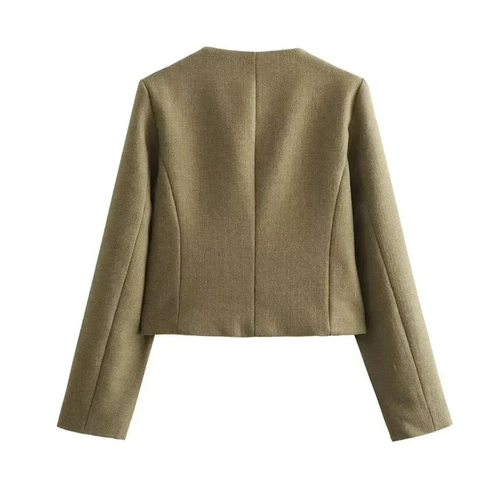 Brianna | Women's Cropped Button Front Bomber Jacket