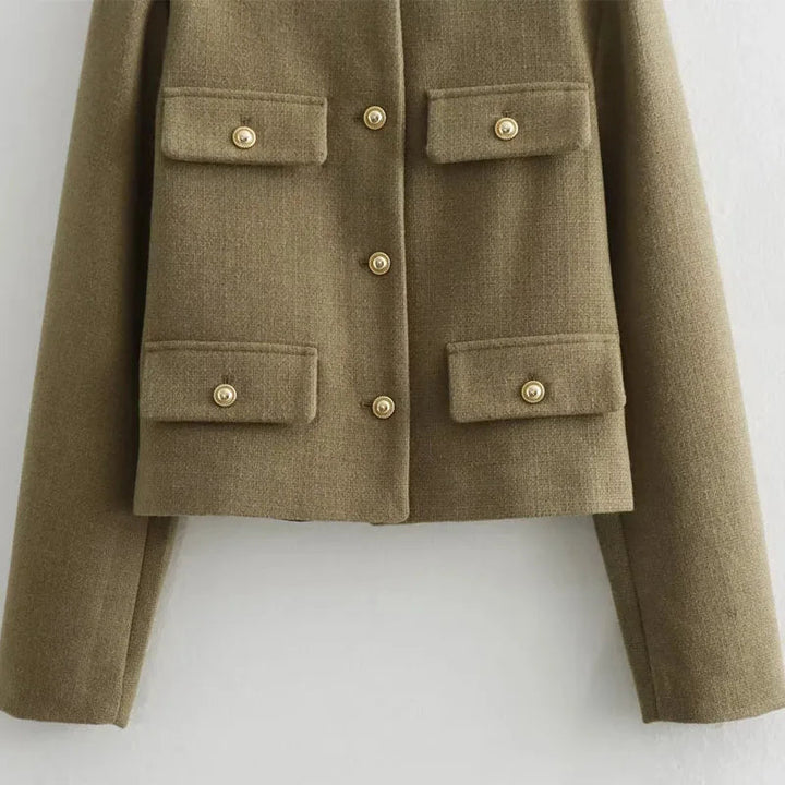 Brianna | Women's Cropped Button Front Bomber Jacket
