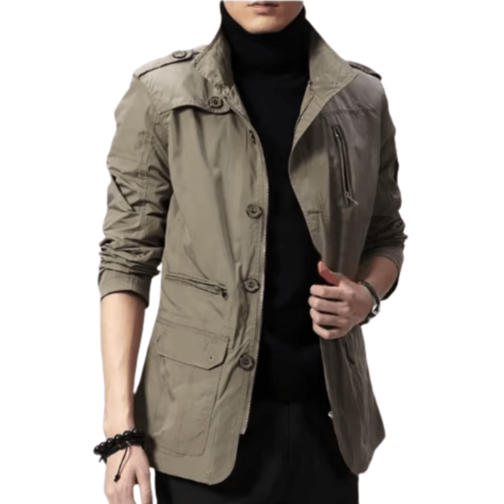 Men's Jacket Polyester Windproof Tailored Fit Casual Outdoor Lightweight
