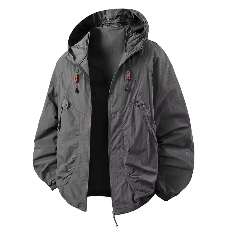 Men's Waterproof Jacket Lightweight Adjustable Hooded for Outdoor Activities