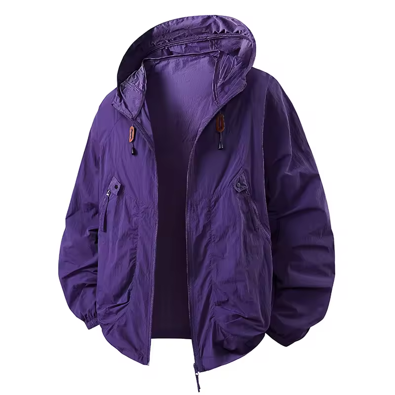 Men's Waterproof Jacket Lightweight Adjustable Hooded for Outdoor Activities