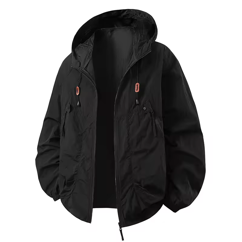 Men's Waterproof Jacket Lightweight Adjustable Hooded for Outdoor Activities
