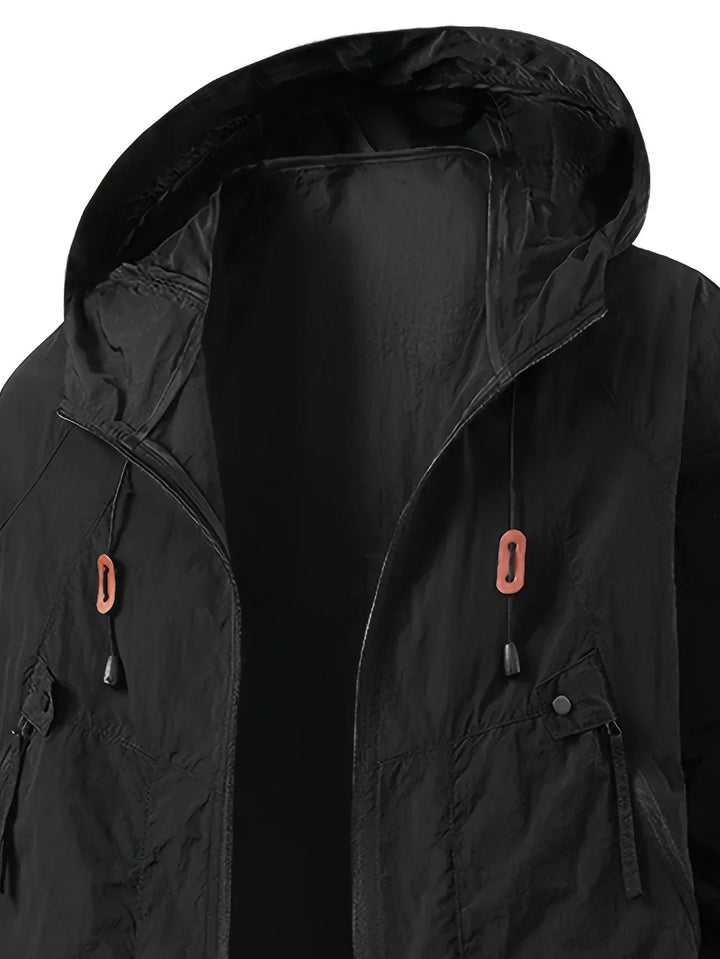 Men's Waterproof Jacket Lightweight Adjustable Hooded for Outdoor Activities