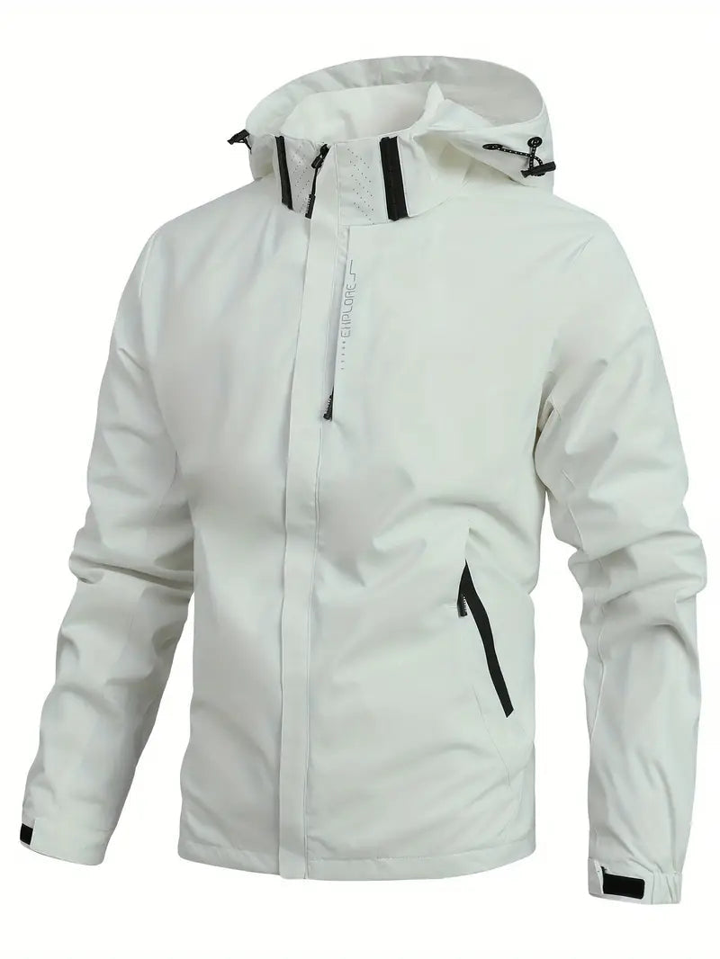 Men's Waterproof Jacket Lightweight Durable Minimalist Design for Casual Outdoor Use