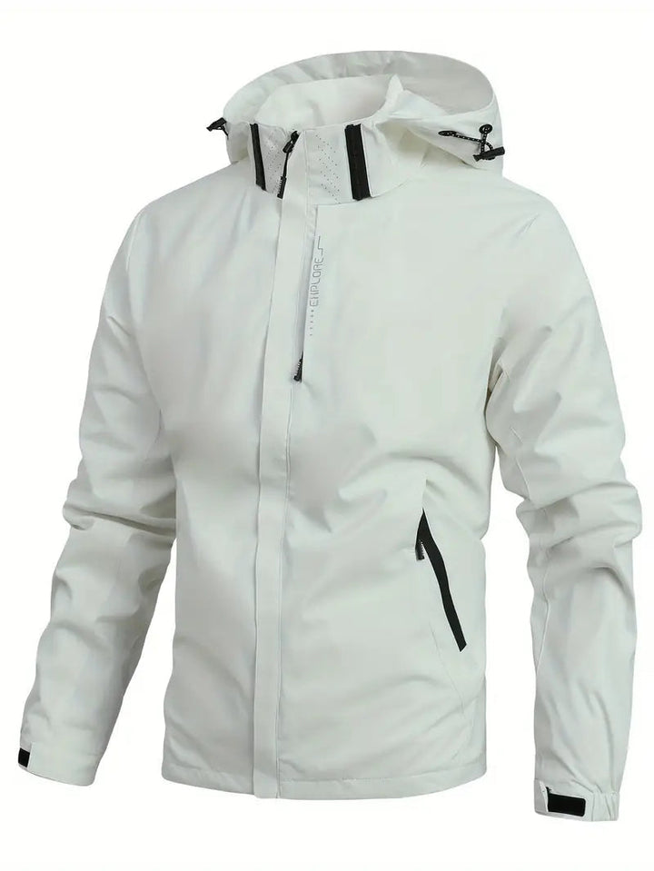 Men's Waterproof Jacket Lightweight Durable Minimalist Design for Casual Outdoor Use