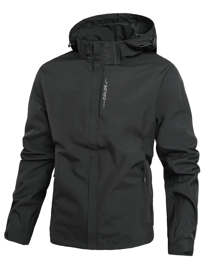 Men's Waterproof Jacket Lightweight Durable Minimalist Design for Casual Outdoor Use