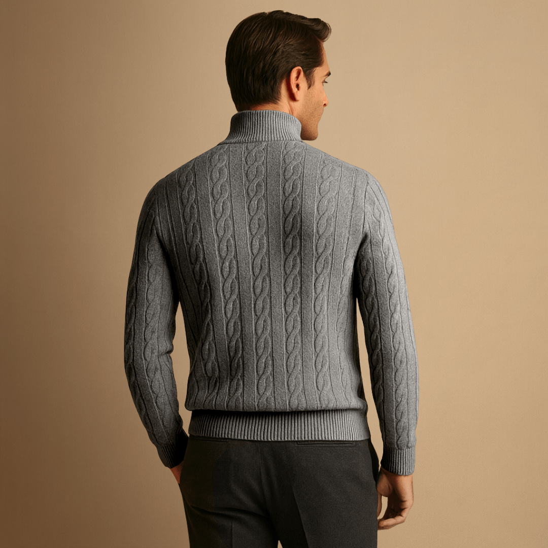 Half Zip Merino Sweater in Cable Knit