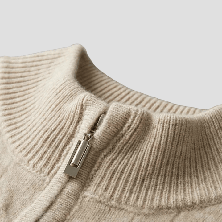 Half Zip Merino Sweater in Cable Knit