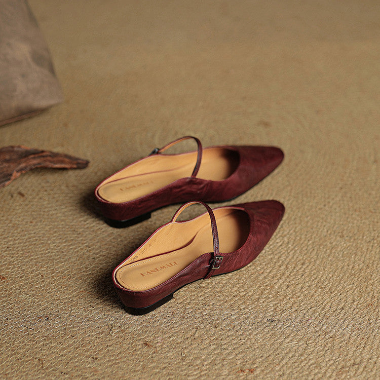 Virelia | Leather Mary Jane Mules Refined Pointed Comfort