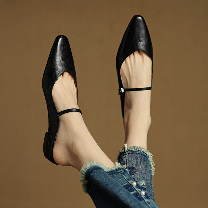 Virelia | Leather Mary Jane Mules Refined Pointed Comfort