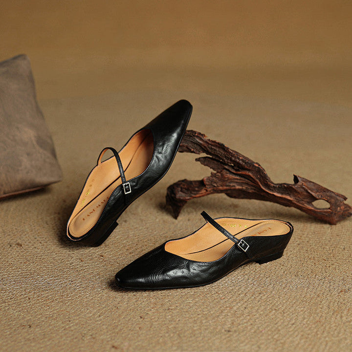 Virelia | Leather Mary Jane Mules Refined Pointed Comfort