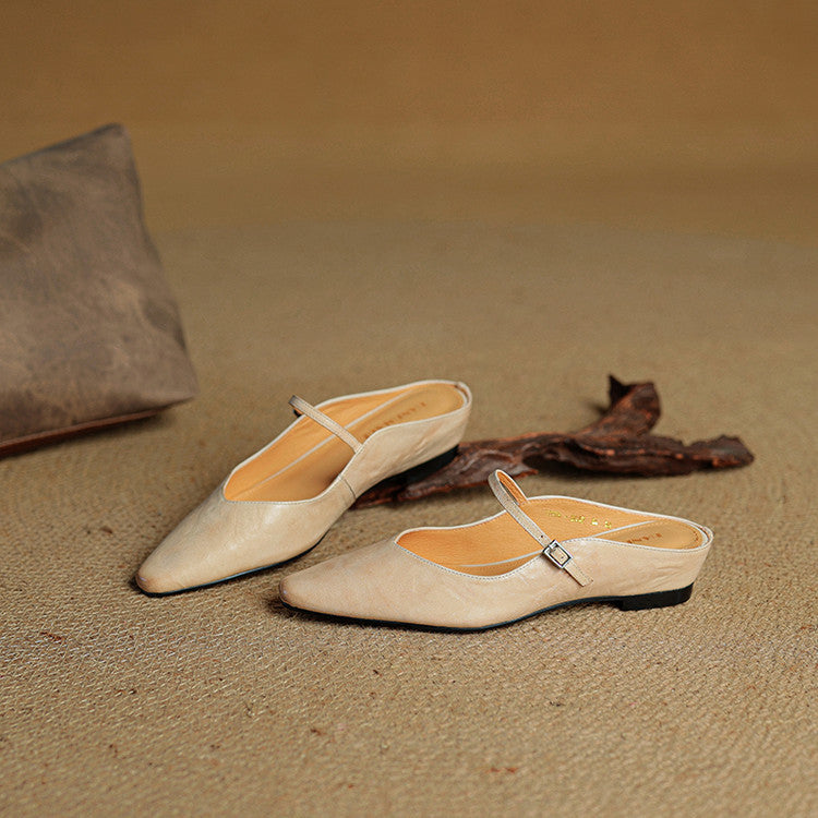 Virelia | Leather Mary Jane Mules Refined Pointed Comfort