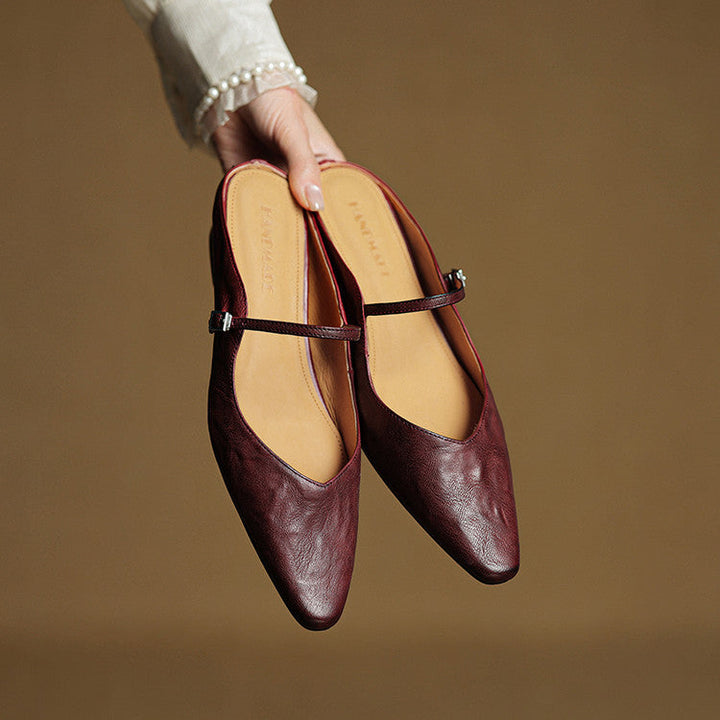 Virelia | Leather Mary Jane Mules Refined Pointed Comfort