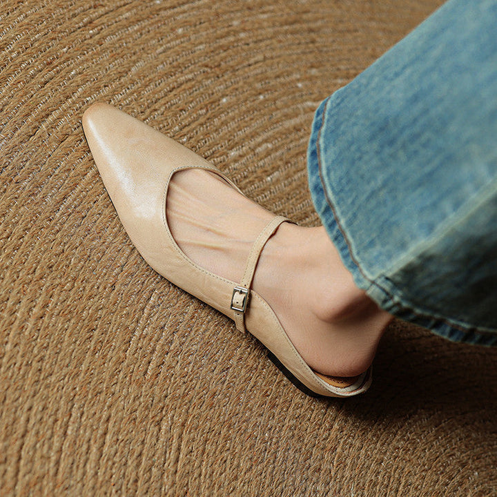 Virelia | Leather Mary Jane Mules Refined Pointed Comfort