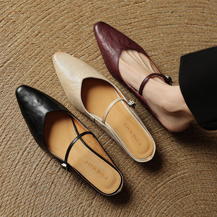Virelia | Leather Mary Jane Mules Refined Pointed Comfort