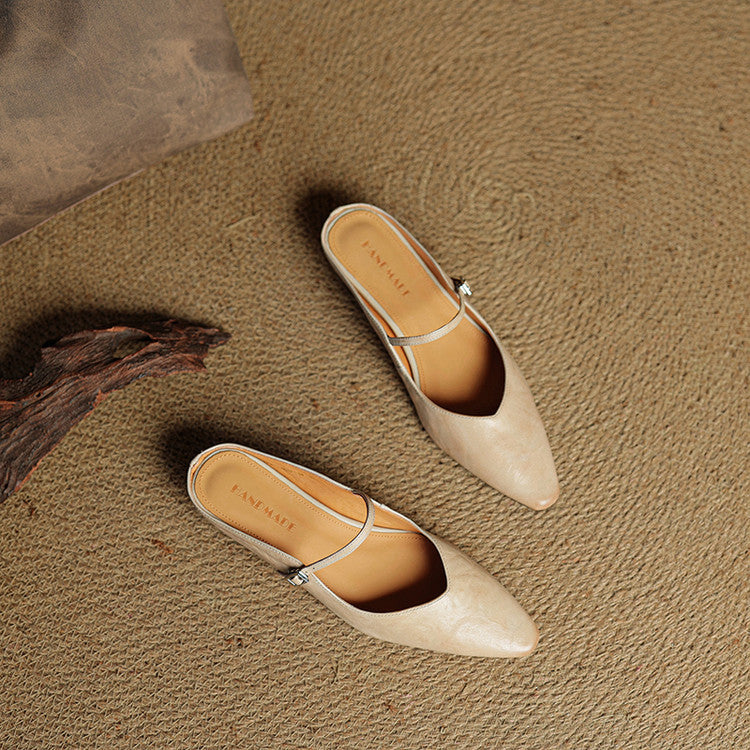Virelia | Leather Mary Jane Mules Refined Pointed Comfort