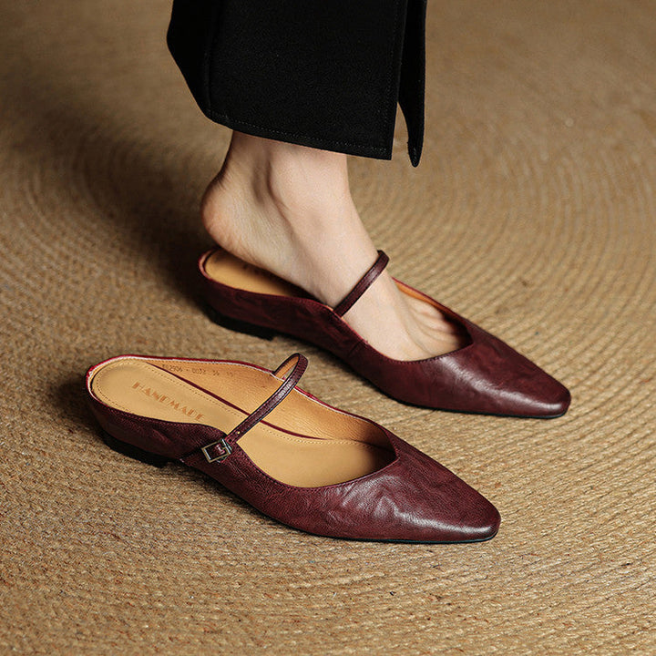Virelia | Leather Mary Jane Mules Refined Pointed Comfort