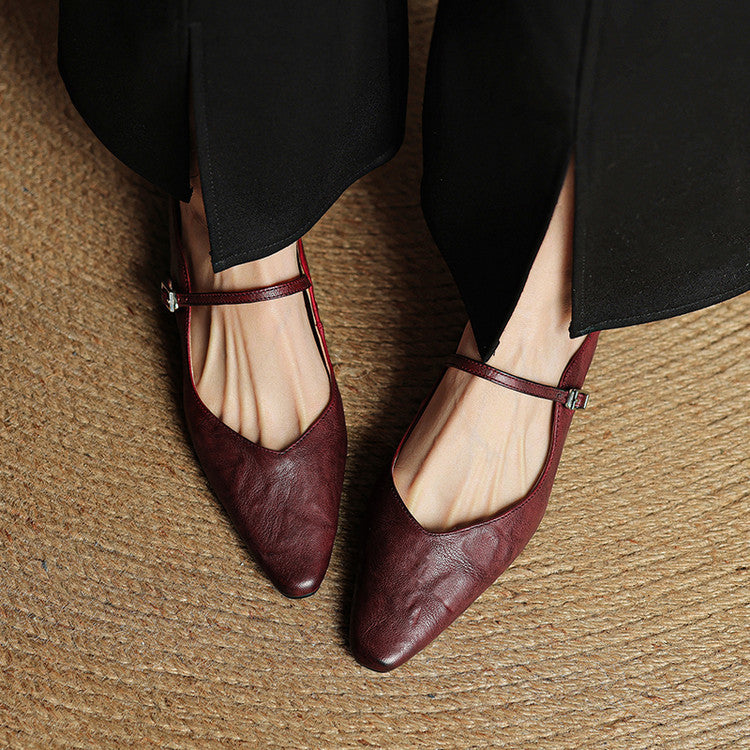 Virelia | Leather Mary Jane Mules Refined Pointed Comfort