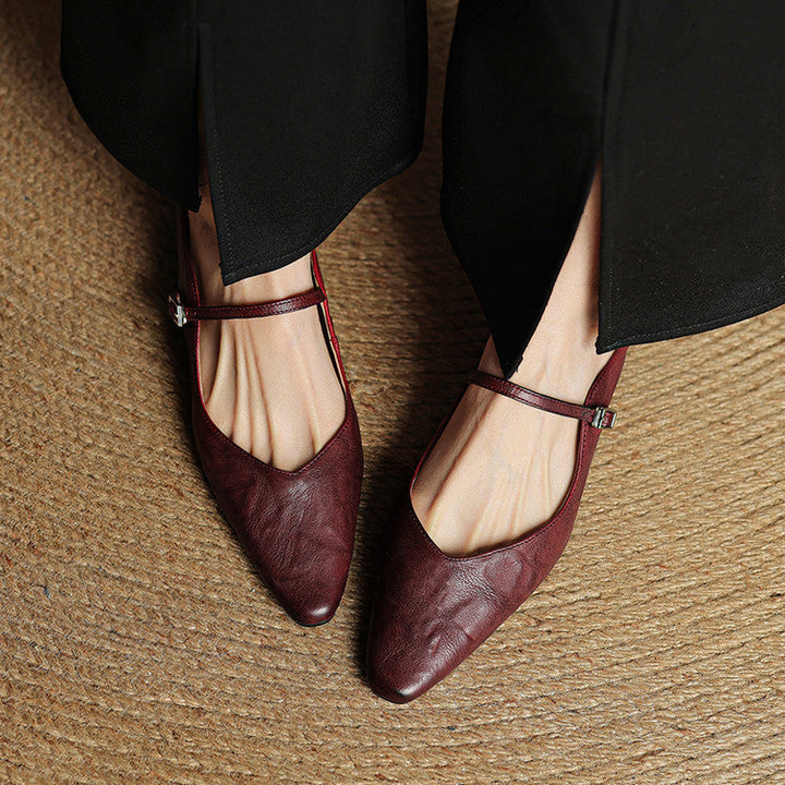 Virelia | Leather Mary Jane Mules Refined Pointed Comfort