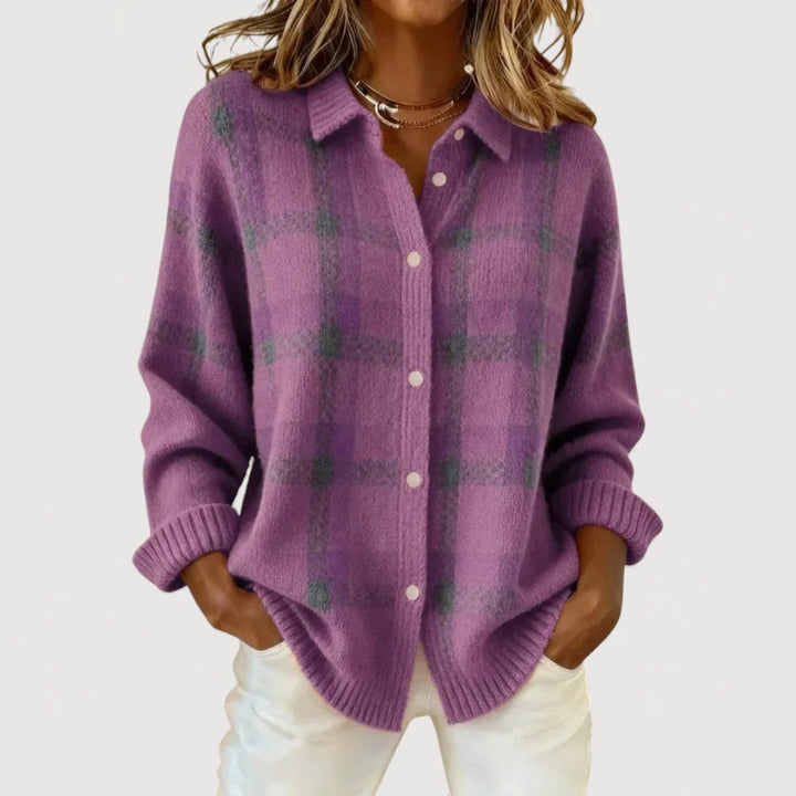 Women's Shirt Knit Fabric Relaxed Fit Button-Up Casual Design