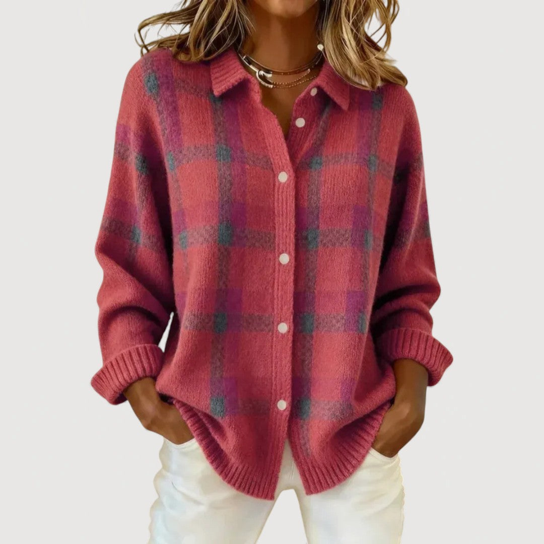 Women's Shirt Knit Fabric Relaxed Fit Button-Up Casual Design
