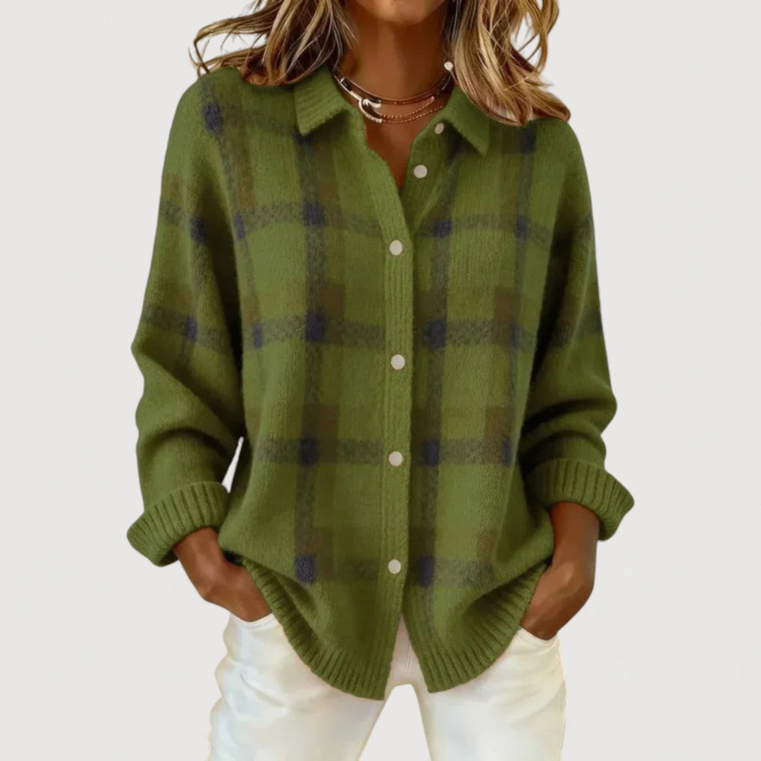 Women's Shirt Knit Fabric Relaxed Fit Button-Up Casual Design