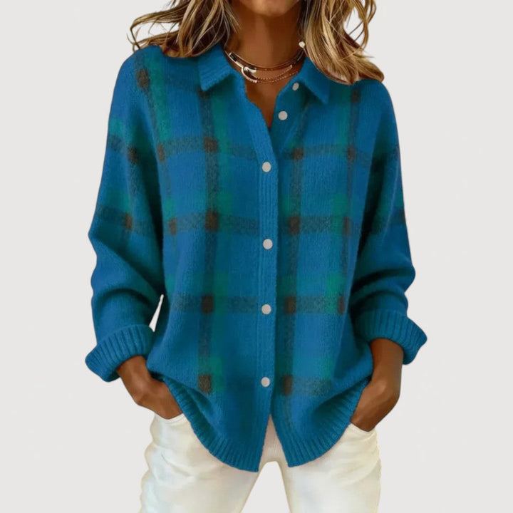 Women's Shirt Knit Fabric Relaxed Fit Button-Up Casual Design
